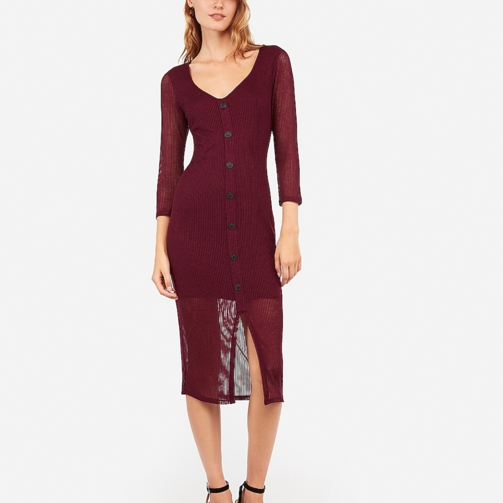 NWT Express Ribbed Midi Dress